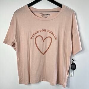 Amuse Society Babes For Change Pink Graphic T-Shirt Size M NEW